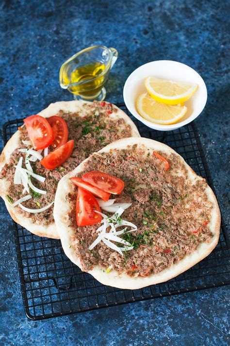 Lahmacun Turkish Traditional Cuisine Flatbread With Minced Meat And
