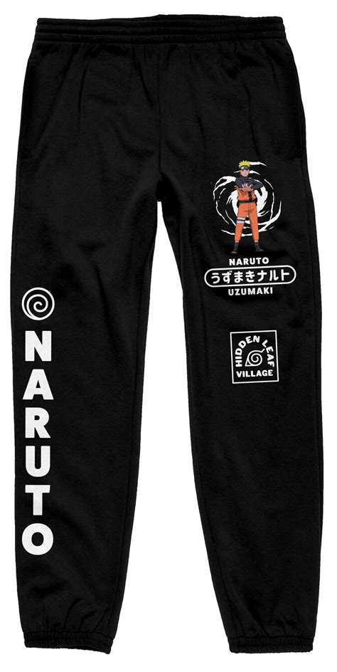 Naruto Shippuden Anime Cartoon Mens Black Sweatpants Medium