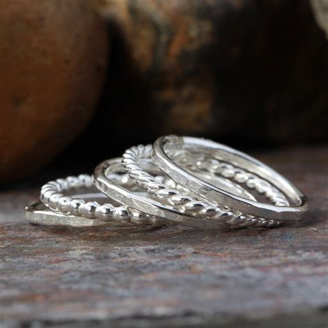 Silver Stacking Ring Set Sterling Set Of Five Etsy