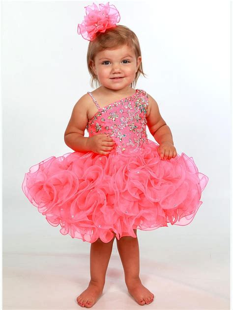 Toddler Baby Pageant Dresses 2017 With One Shoulder And Short Ruffled