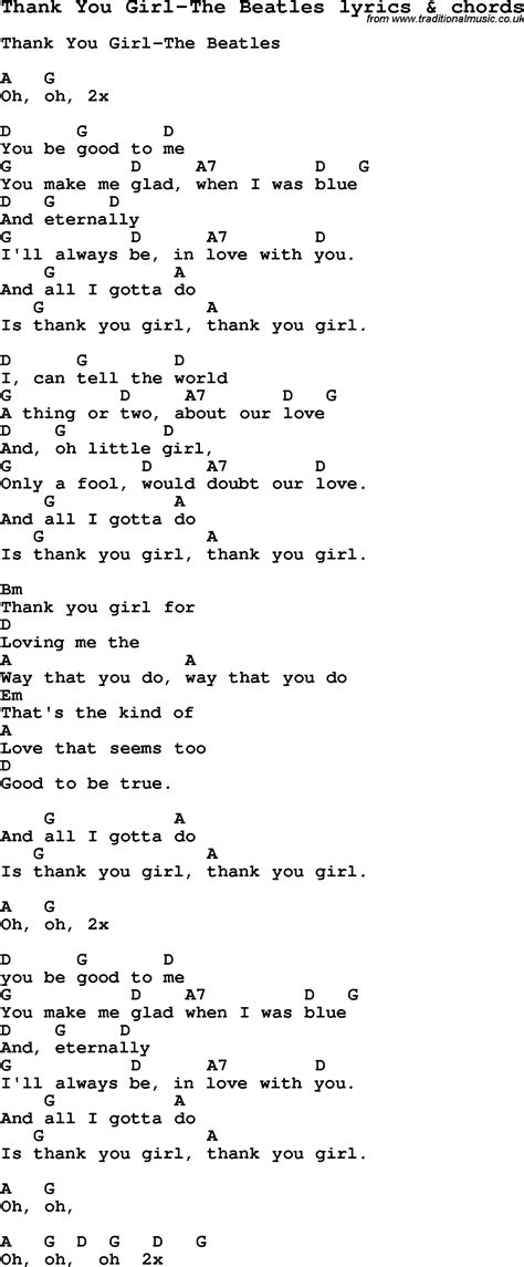 Gbmaj7 i'm so f**kin' grateful for my ex. Thank You Girl | Lyrics and chords, Beatles lyrics, Song ...