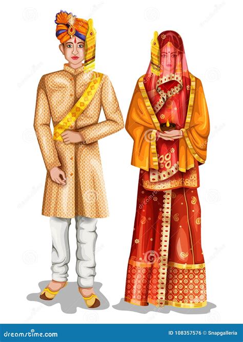 Uttarpradeshi Wedding Couple In Traditional Costume Of Uttar Pradesh