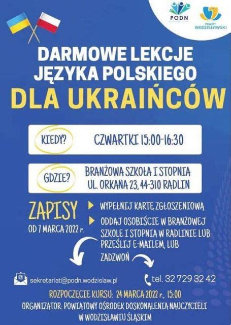Darmowe Lekcje J Zyka Polskiego Dla Ukrai C W Zesp Szkolno Sportowo