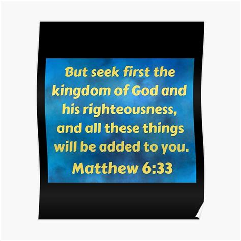 Bible Verse Matthew 633 Poster By Biblecreations Redbubble
