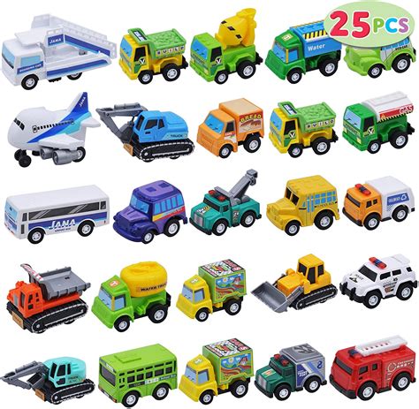 Gold Toy 25 Piece Pull Back City Cars And Trucks Toy Vehicles Set For