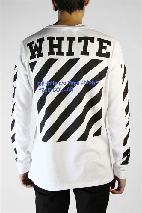 Off White Co Virgil Abloh Striped Long Sleeved T Shirt In White For