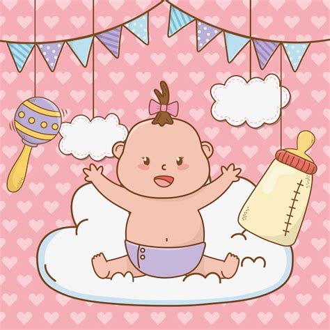 Caricatura Lindo Baby Shower Vector Premium