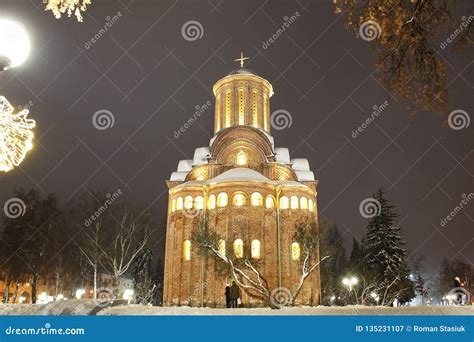 Church In The Winter Night City Stock Image Image Of Frozen Church