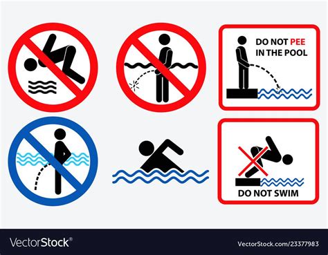 Set Of Prohibition In The Pool Do Not Pee Do Not Swim Easy To Modify