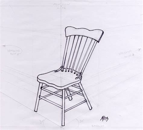 Chair In Two Point Perspective Rough Hand For Design Project Portfolio