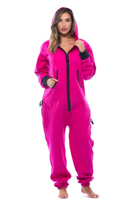 6456 Blk L Followme Adult Onesie With Patches Pajamas Jumpsuit Fuchsia Black Large