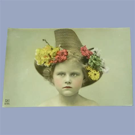 unused french vintage girl in hat photo postcard ruby lane