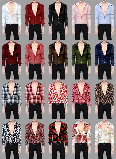 Sudalandsims — Sudal Open Shirt M 2 All Lod 20 Swatch ♥ Sims 4
