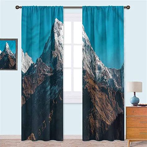 Yuazhoqi Mountain Blackout Curtains For Bedroom Himalayan Snowy Peaks