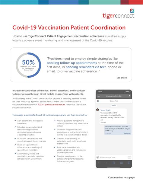 Covid 19 Vaccination Patient Coordination Datasheet Tigerconnect