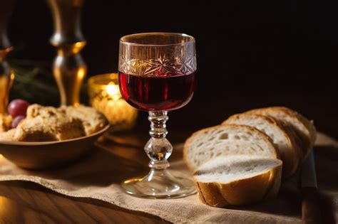 Sagrada Comuni N En La Mesa De Madera En La Iglesiagenerative Ai Foto