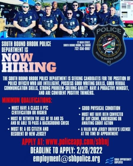 Hiring Announcement South Bound Brook Police Department