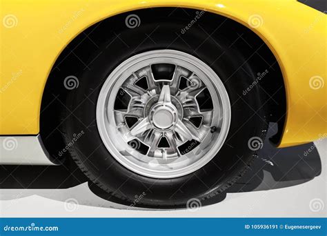 Yellow Luxury Italian Vintage Sport Car Wheel Stock Image Image Of
