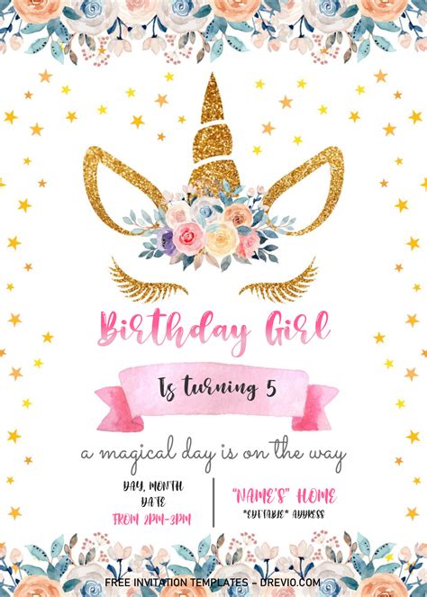 Magical Unicorn Baby Shower Invitation Templates Editable With Ms