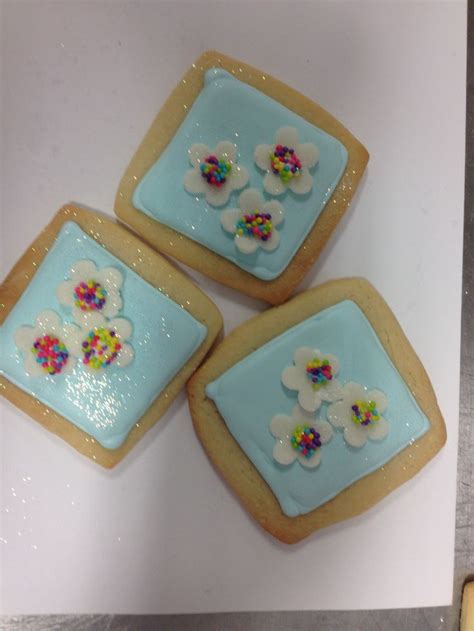 Baby Blue Cookies And Flowers Blue Cookies Party Decorations Cookies