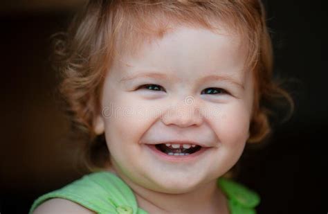 Portrait Of A Happy Laughing Baby Close Up Positive Kids Face Smiling