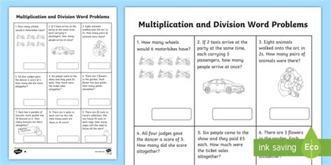 Improve your math knowledge with free questions in multiplication and division word problems and thousands of other math skills. Year 2 Multiplication and Division Word Problems x2, x5 ...