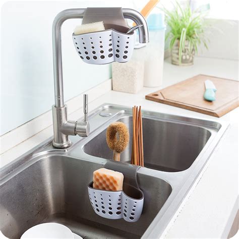 1pc Kitchen Sink Sponge Rack Drain Holder Pvc Plastic