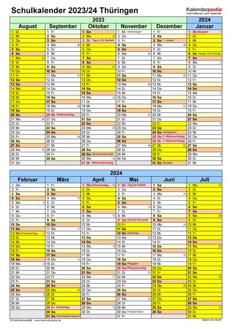 Beli kalender 2021 online berkualitas dengan harga murah terbaru 2021 di tokopedia! Schulkalender 2023/2024 Thüringen für PDF