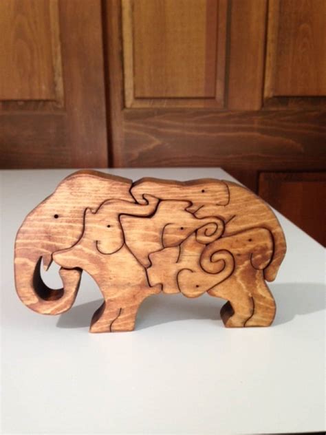 Wooden Elephant Legion Scroll Saw Puzzle Handmade 6 Pieces