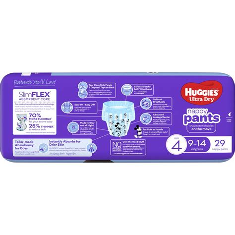 Huggies Ultra Dry Nappy Pants Boys Size 4 9 14kg 29 Pack Woolworths