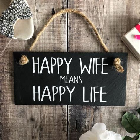 happy wife means happy life t for husband hanging slate etsy uk happy wife happy wife