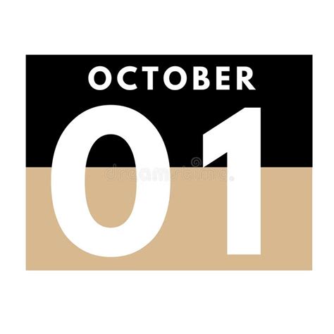 October 1 Flat Daily Calendar Icon Date Day Month Stock