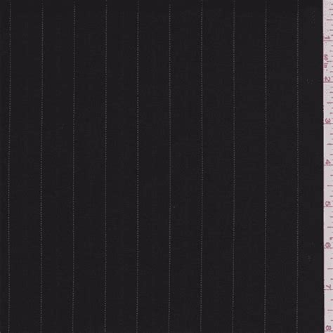 Black Pinstripe Sateen Suiting Fabric Sold By The Yard