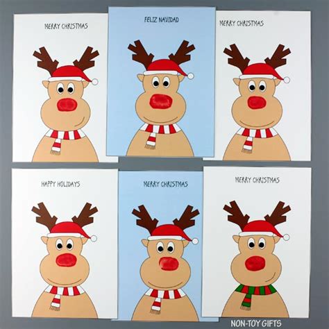 Fingerprint Reindeer Cards Printable Template Non Toy Ts