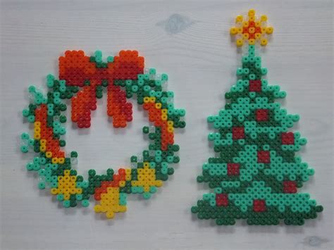 Christmas Tree And Wreath Hama Perler Beads By Anja Iris Hamadk