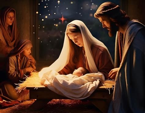 Premium Photo Scene Of The Birth Of Jesus Christ Christmas Nativity Scene