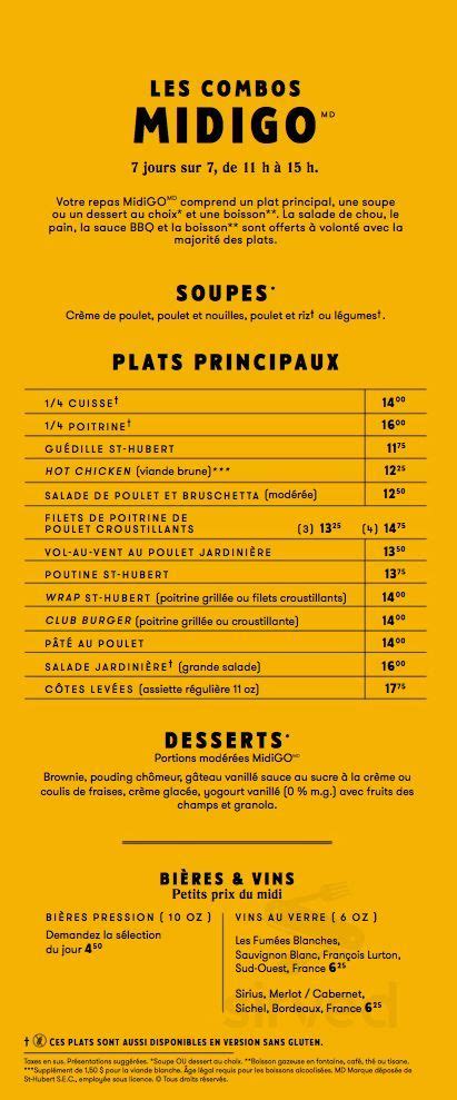 St-Hubert Express menu in Saint-Lin - Laurentides, Quebec, Canada