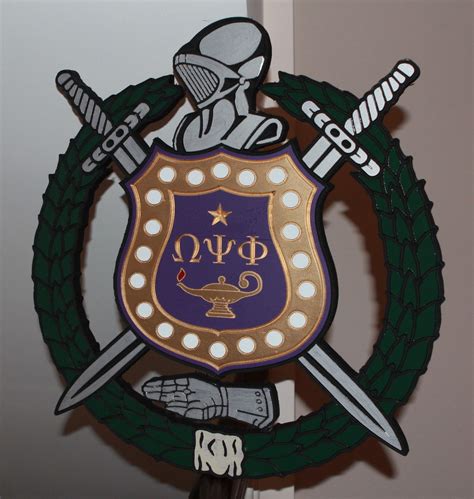 Omega Psi Phi Shield E Carved Painted Escutcheon Creative Cnc Carvings