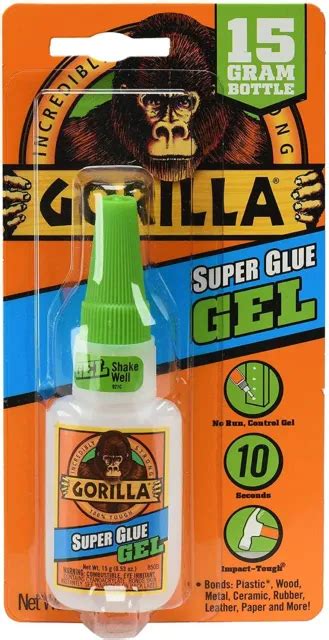 Gorilla Super Glue Gel 1 Pack Clear Dries In 10 45 Seconds No