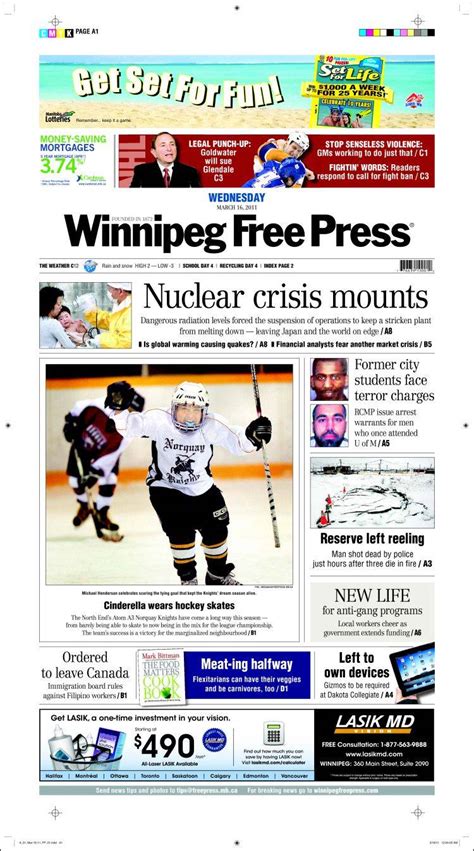Newspaper Winnipeg Free Press Canada Newspapers In Canada Wednesday