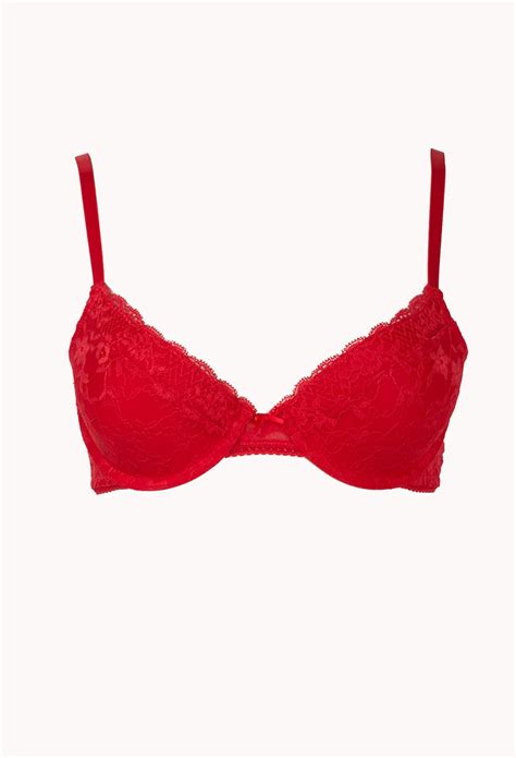 Forever 21 Lace Push Up Bra In Red Lyst