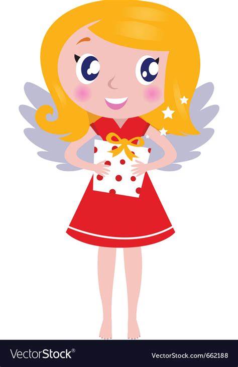 Christmas Cartoon Angel Girl With T Royalty Free Vector