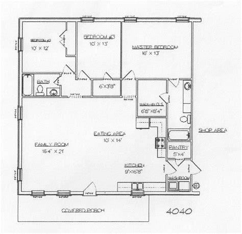 Open Concept Stock Floor Plan Branch Barndominium With Shop 1600 Sq Ft