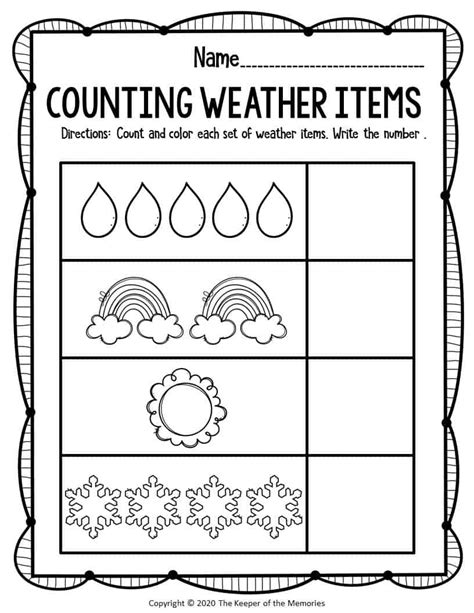 Free Printable Weather Preschool Worksheets The Keeper Of The Memories