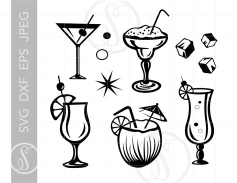 cocktail silhouette drinks svg cocktail clipart cocktail cut file cocktails print file alcohol