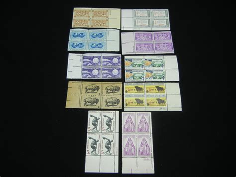 Lot 10 Vintage Unused Plate Block Stamps