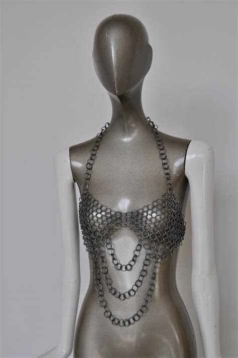 Metal Mesh Bra With Drop Chains Very Sexy Original From The 70s