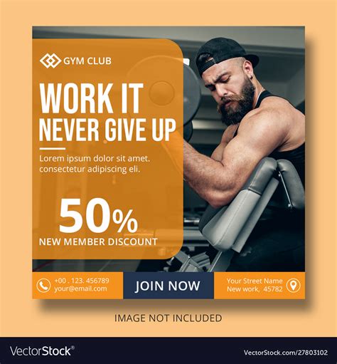 Gym Post Banner Template Social Media Royalty Free Vector