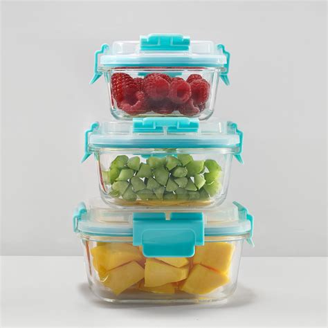 Square Glass Containers With Snap Lids Set Of 3 Charleston Wrap