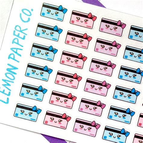 48 Cute Credit Cards Kawaii Planner Stickers For Erin Condren Mambi